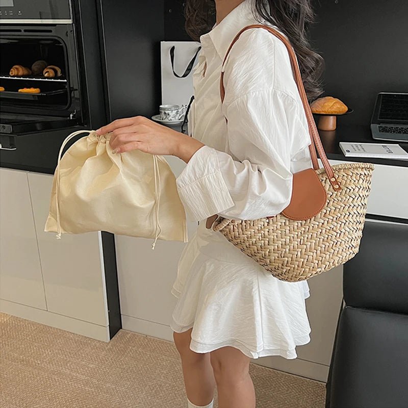 SOERA Sophia Woven Rattan Shoulder Bag - Bag - Beige