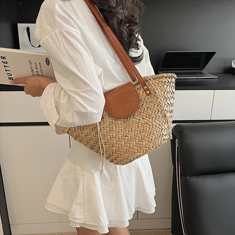 SOERA Sophia Woven Rattan Shoulder Bag - Bag - Beige