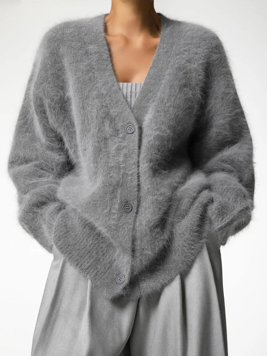 SOERA Terry Cozy Knitted Cardigan - Cardigans - Ad1763304746550944509 Dark Gray L