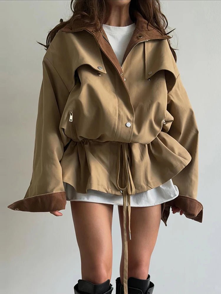 SOERA Rebecca Contrast Collar Windbreaker Jacket - Jacket - SOERA-543043-DEF-OS-88419 Beige S