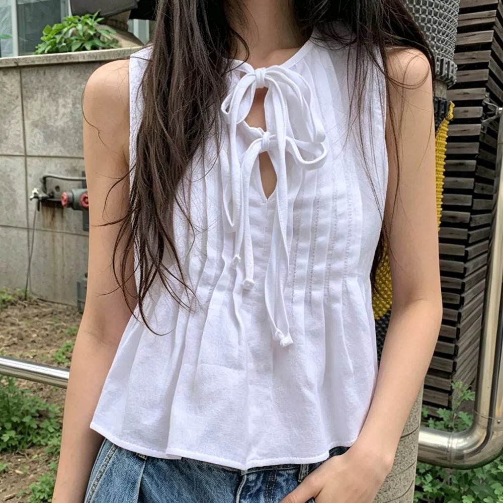 SOERA Honora Ruffle Hem Tie-Front Top - Tops - White XS