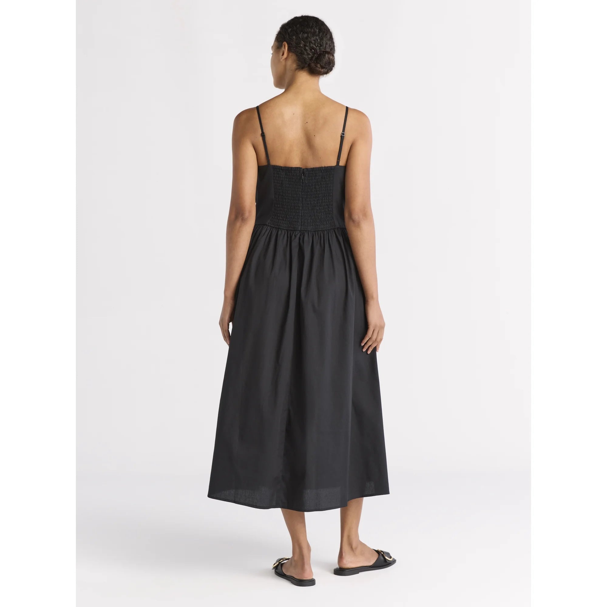 SOERA Alecto Pleated Spaghetti Strap Midi Dress - Dresses -  Black XS