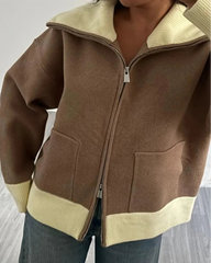 Laura Contrast Zip-Up Cardigan