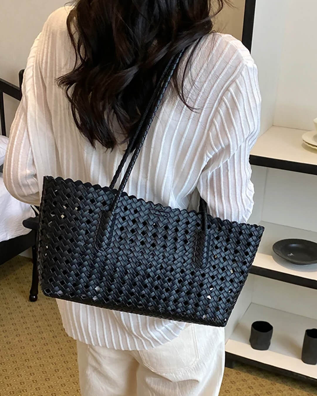 SOERA Briana Woven Straw Tote Bag - Bag - SOERA-681731-BLA-OS-96195 Black
