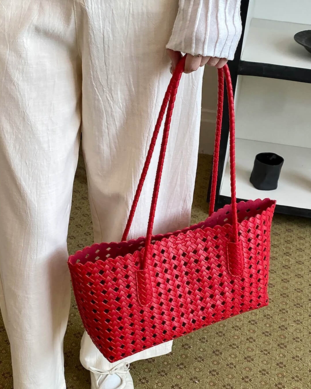 SOERA Briana Woven Straw Tote Bag - Bag - SOERA-681731-RED-OS-94499 Red