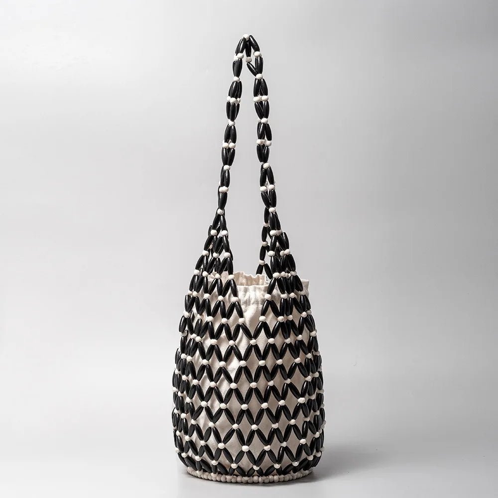 SOERA Margot Woven Beaded Tote Bag - Bag - SOERA-258883-BLA-36-06243 Black/White 36