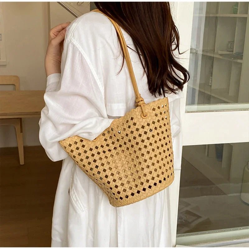 SOERA Matilde Woven Bucket Bag - Bag - SOERA-140483-YEL-OS-01827 Yellow