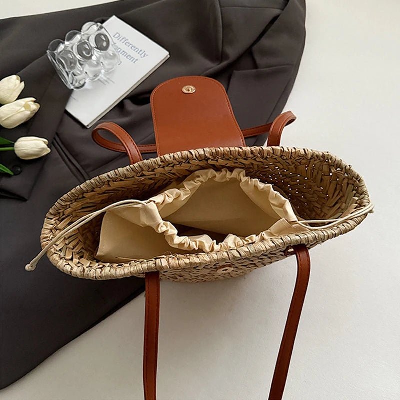 SOERA Sophia Woven Rattan Shoulder Bag - Bag -  Beige