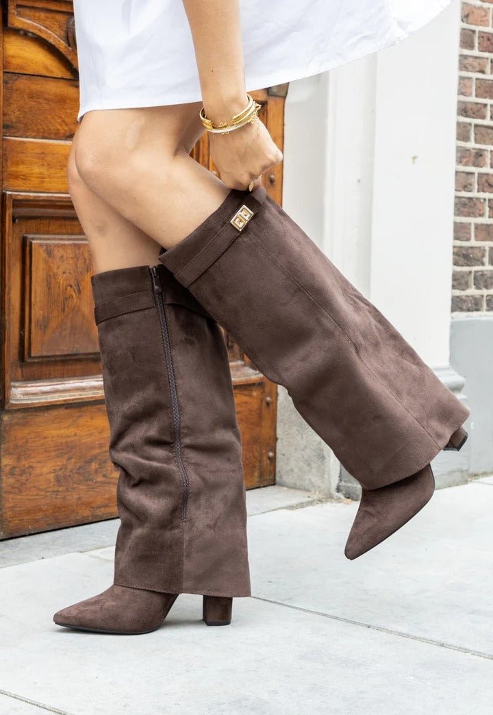 SOERA Lisa Pointed Toe Block Heel Boots - Boots - SOERA-418819-BRO-7-49603 Brown 7