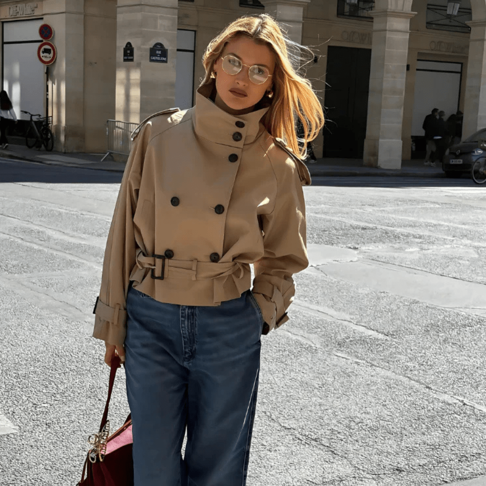 SOERA Marlene Cropped Trench Coat - Coat -  Beige XS