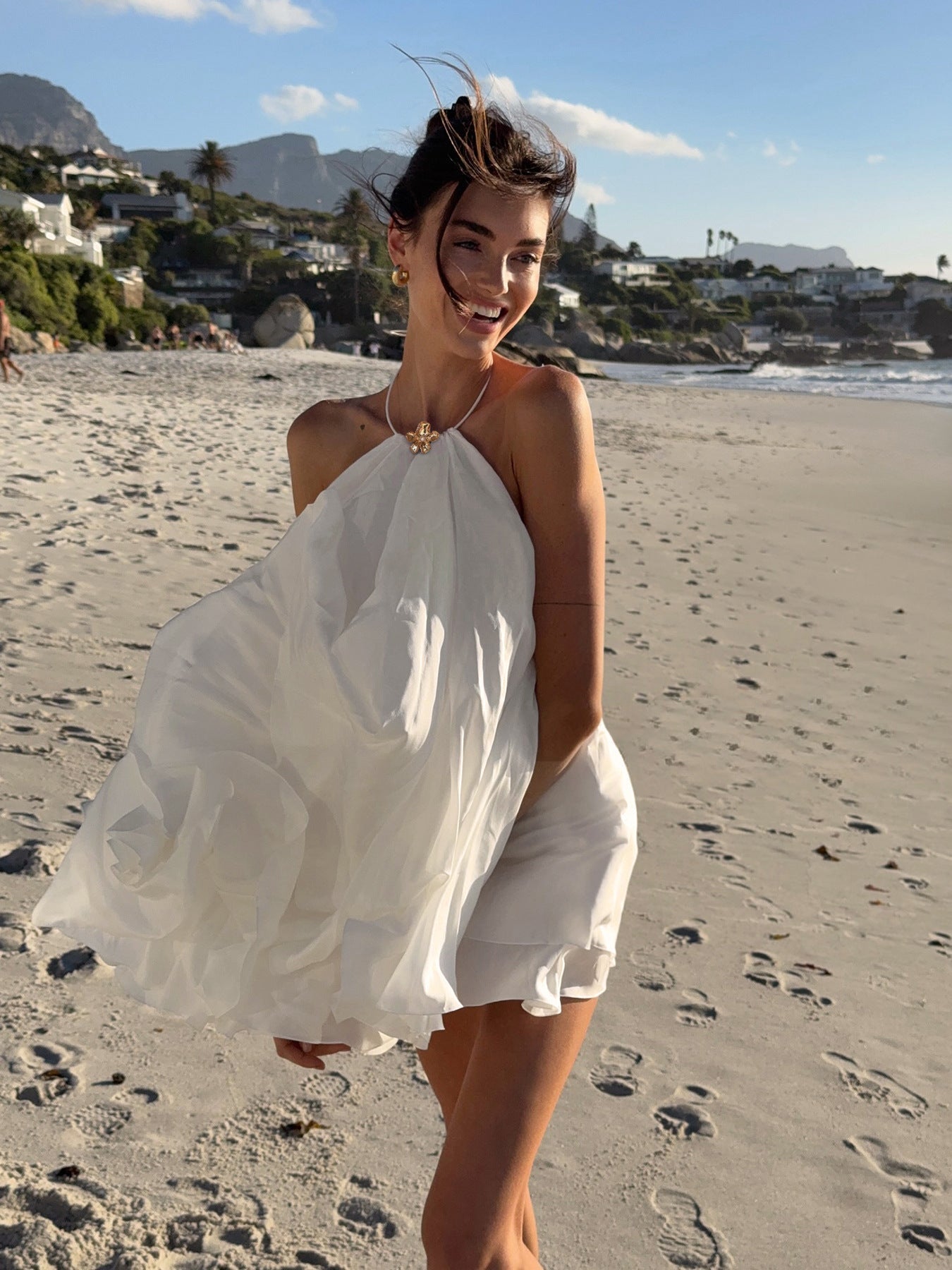 SOERA Evelyn Halter Backless Beach Dress - Dress - SOERA-438019-WHI-M-62051 White M