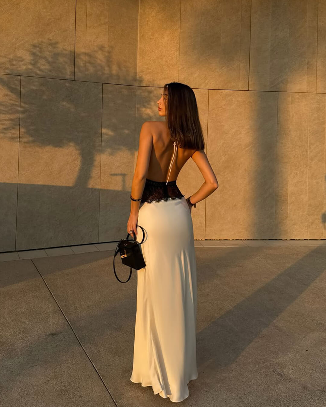 SOERA Astrid Satin Lace Waist Backless Dress - Dresses - 1005008895213429-;Jm1764877297361299029 White L