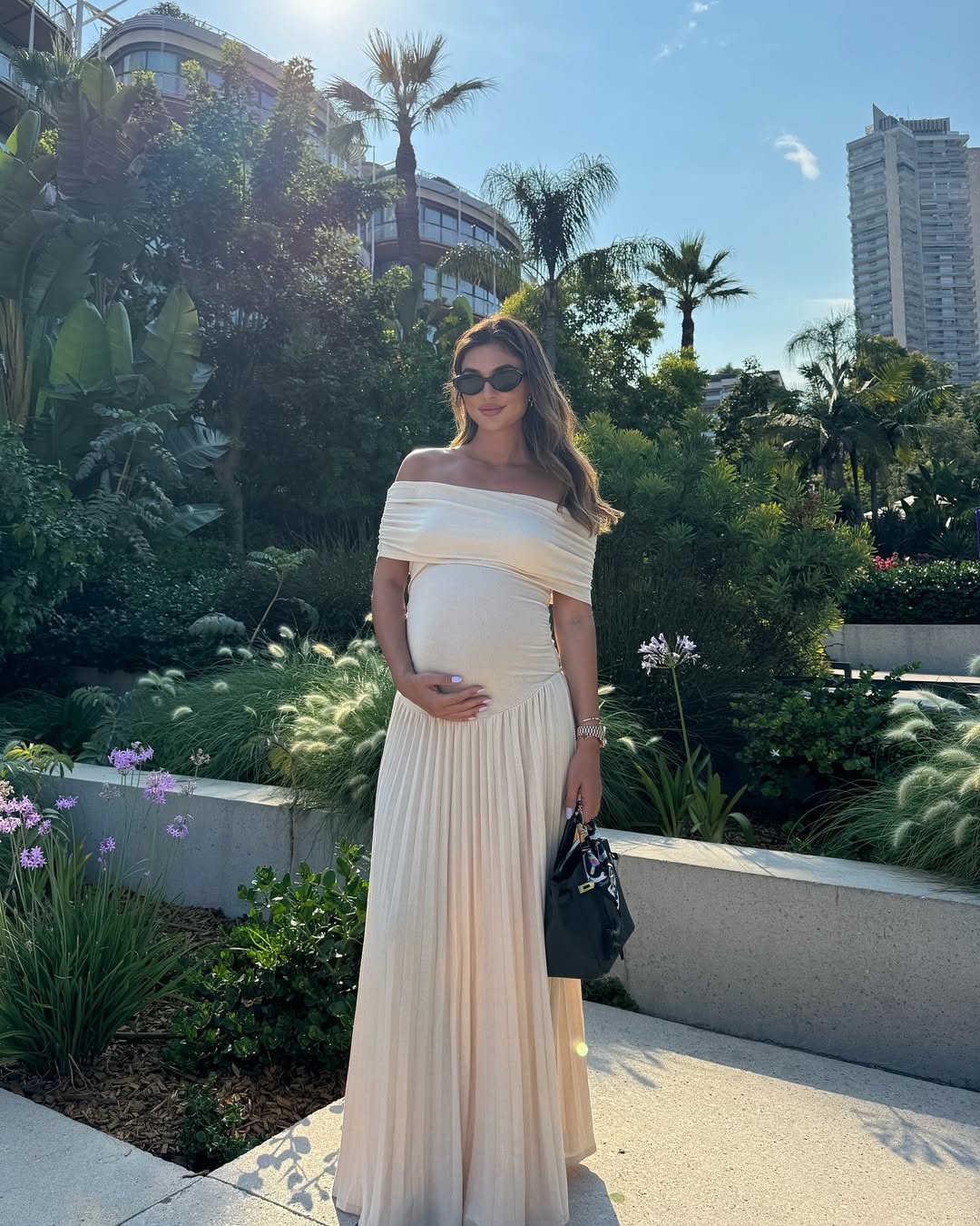 SOERA Serena Flowy Off - Shoulder Maternity Dress - Dresses - MX1776054847432642230 Beige M