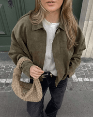 Constance Faux Suede Bomber Jacket
