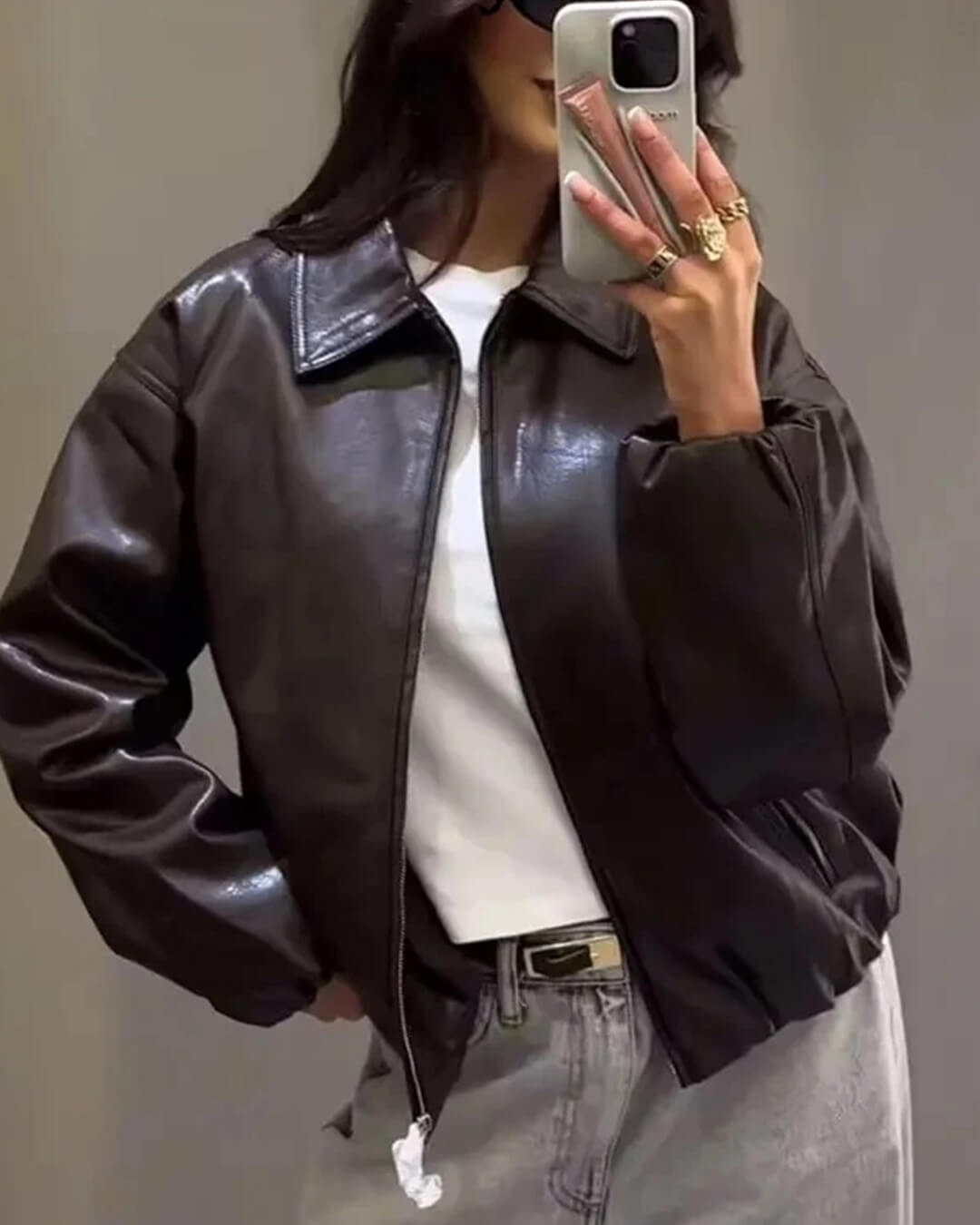 SOERA Eleanor Faux Leather Jacket - jackets - 3256809577998944-;Su1765388022434318621 Brown XS