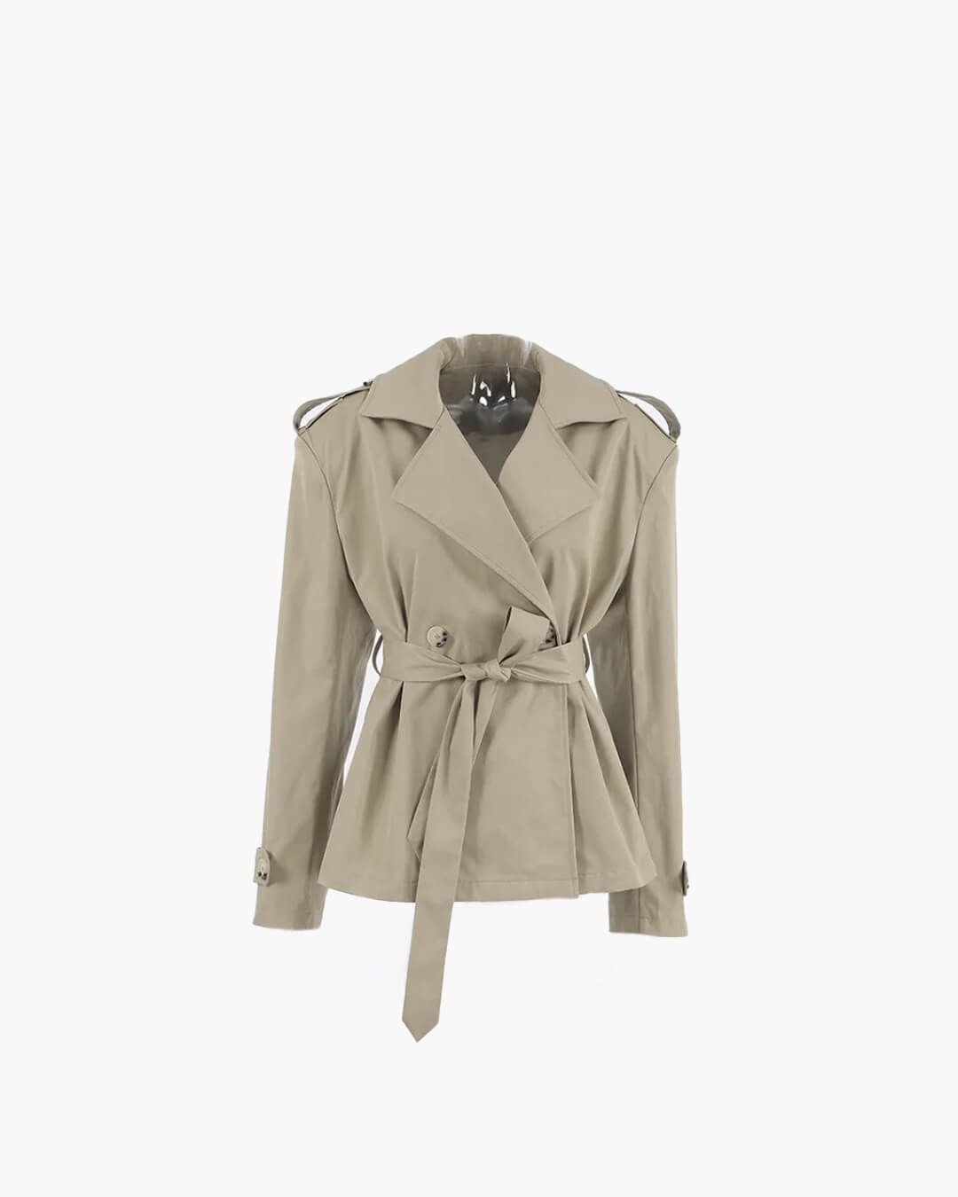 SOERA Hailey Crop Trench Coat - Jackets - bh1761302825923954150 Beige L