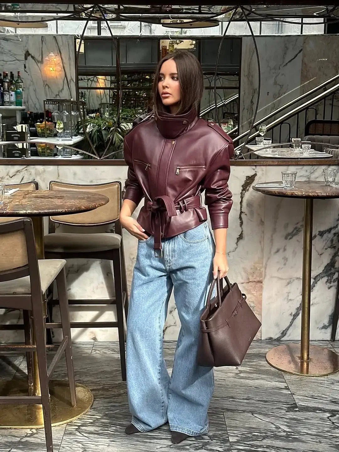 SOERA Jaqueline Belted Faux Leather Jacket - Jackets - RK1774532669738338834 M