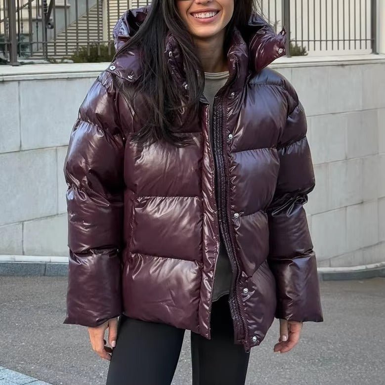 SOERA Judy Crop Puffer Jacket - Jackets -  Burgundy S