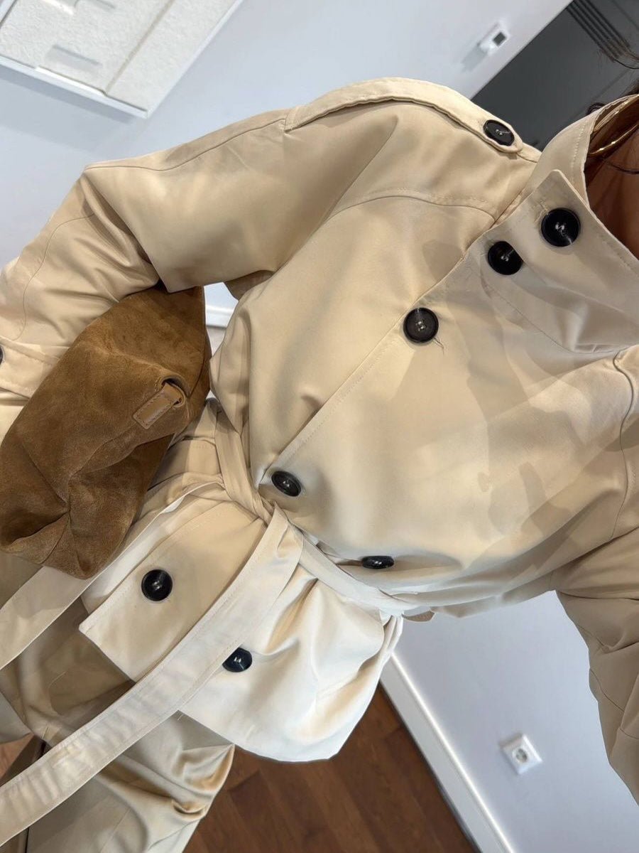 SOERA Kara Stand Collar Crop Trenchcoat - Jackets - 1005009693239722-;FU1771494648622916014 Ivory XS
