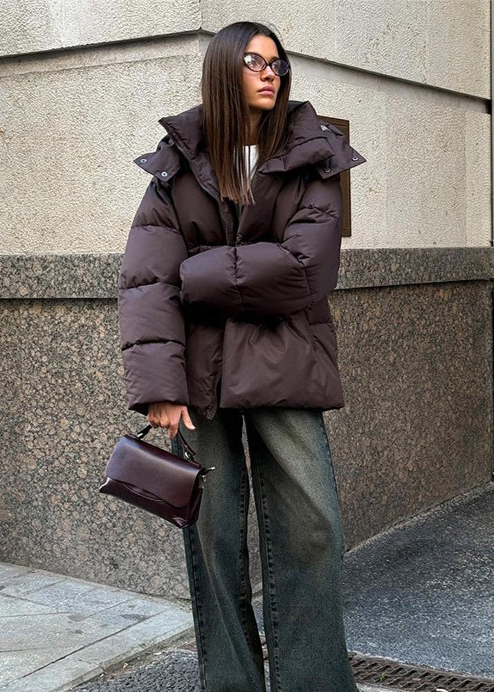 SOERA Leila Detachable Hood Puffer Jacket - Jackets - ST1761123527990073217 Dark Brown S
