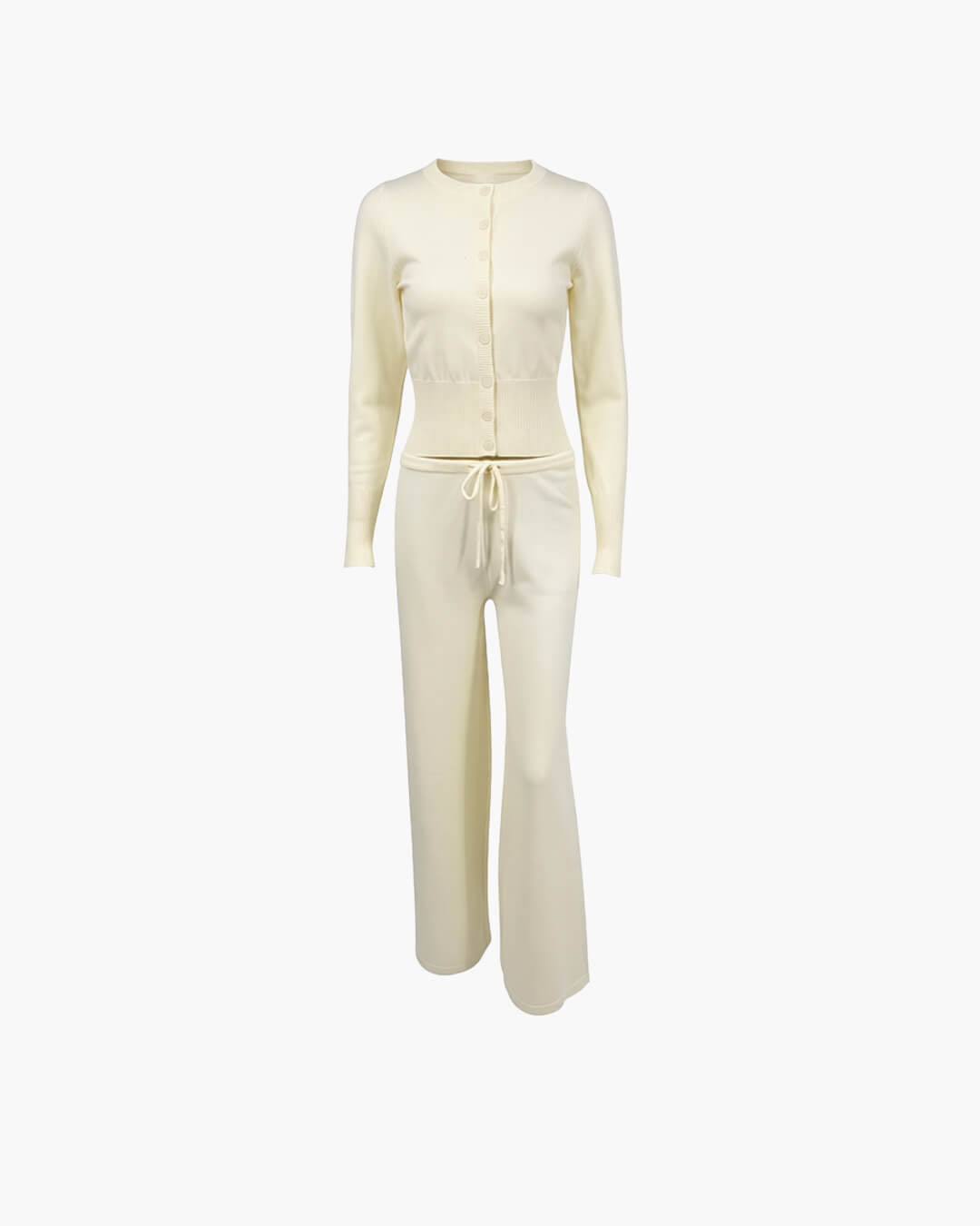 SOERA Aimee Knitted Cardigan and Trousers Set - Matching Sets - 1005010028328385-;hz1769414229240383495 White S