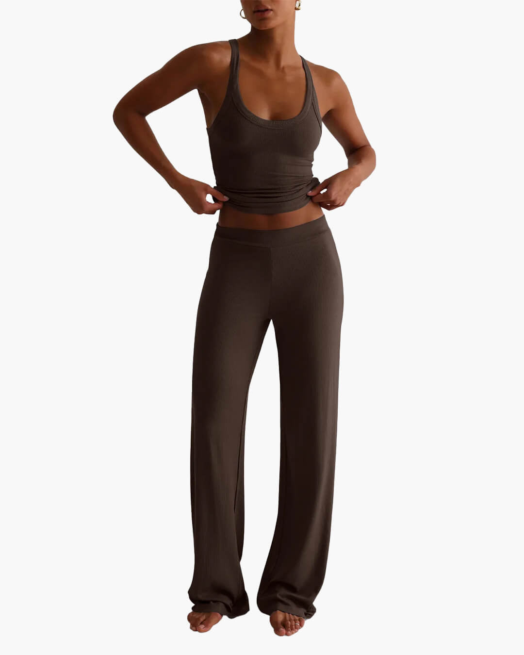 SOERA Andrea Loungewear Pants Set - Matching Sets - 1005009559232027-;PD1770650302908500765 Brown S