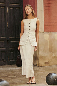 Lorelei Linen Vest High Waist Skirt Set