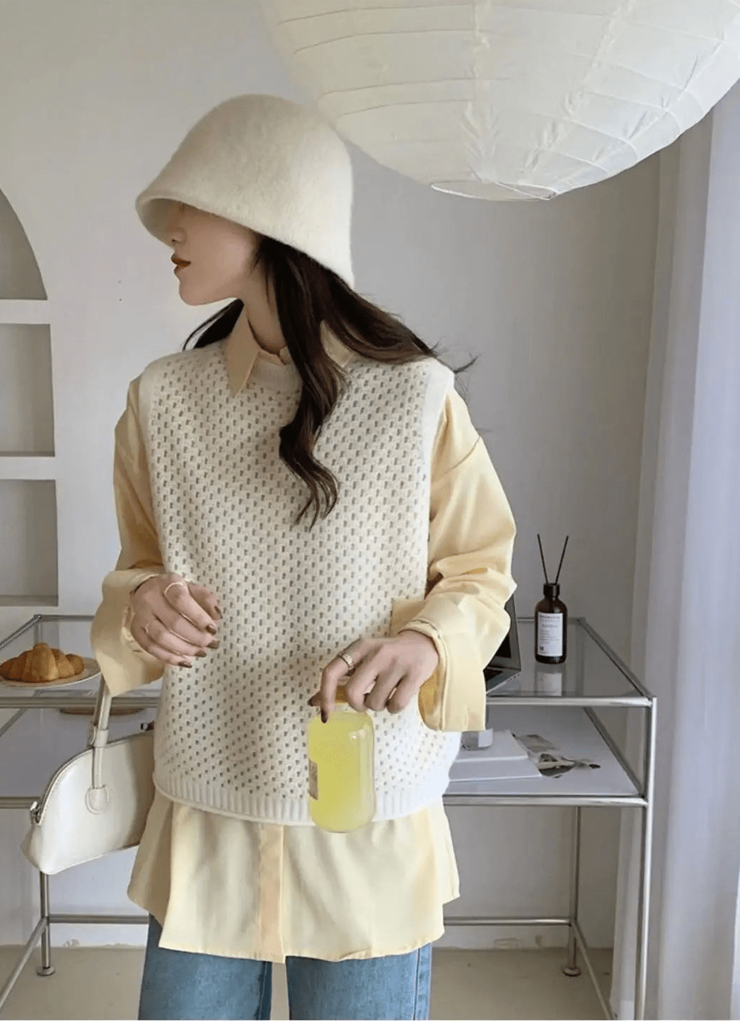 SOERA Jamilla Hollow Knit Tank Top - Tops -  Beige XS