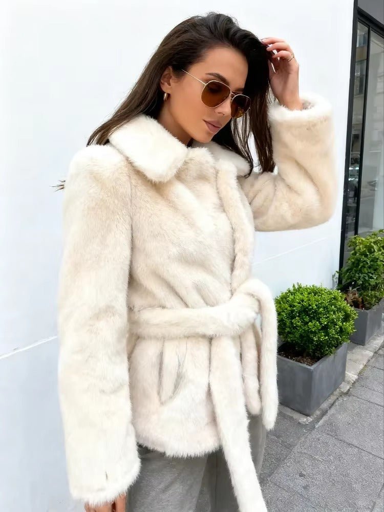 SOERA Isabelle Belted Faux Fur Coat - Women’s Coats & Jackets - 3256810138255070-;Ht1763778893337955563 Beige S